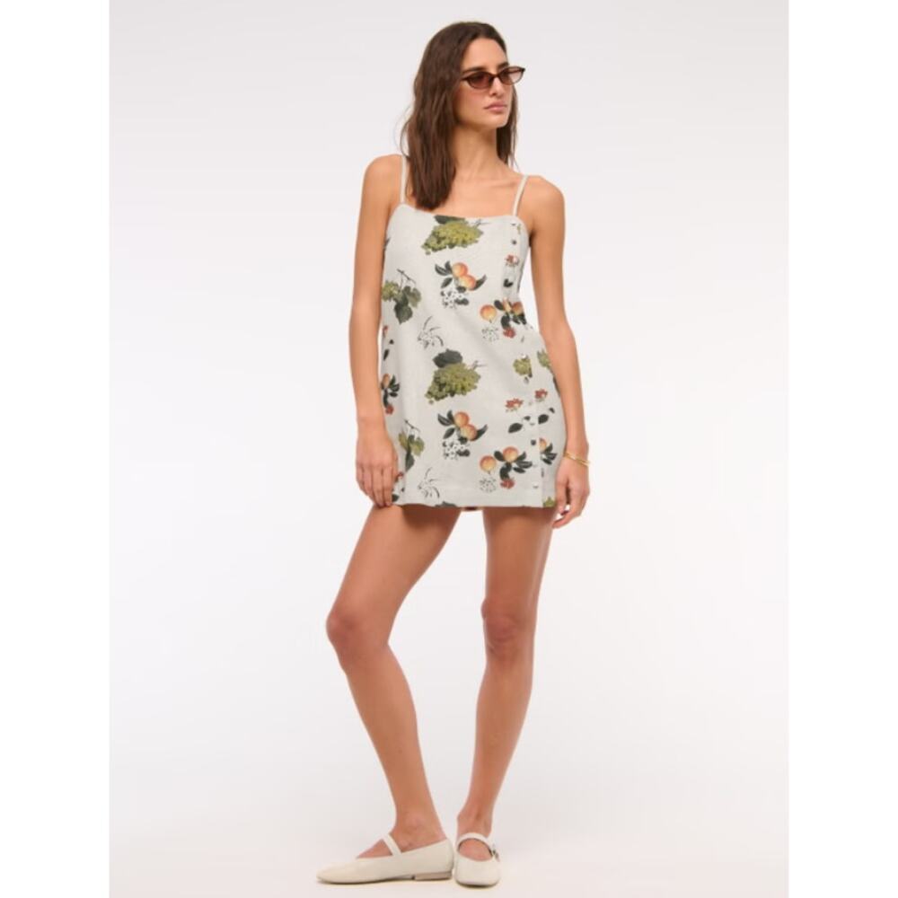 Abercrombie & Fitch Linen Blend Fruit Print Mini Skort Dress Button Front